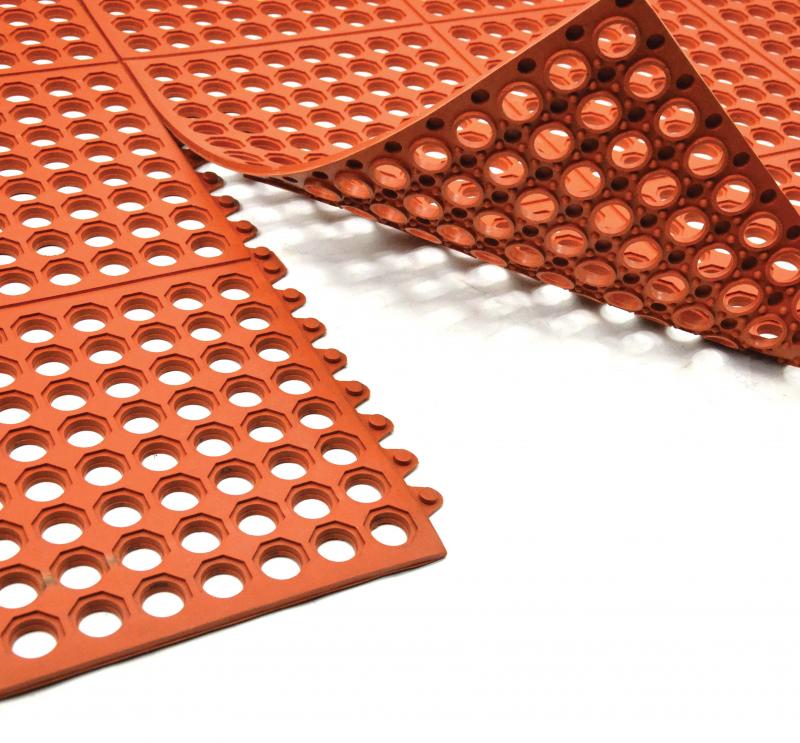 Terracotta Anti-Fatigue Mat with Interlocking Edges